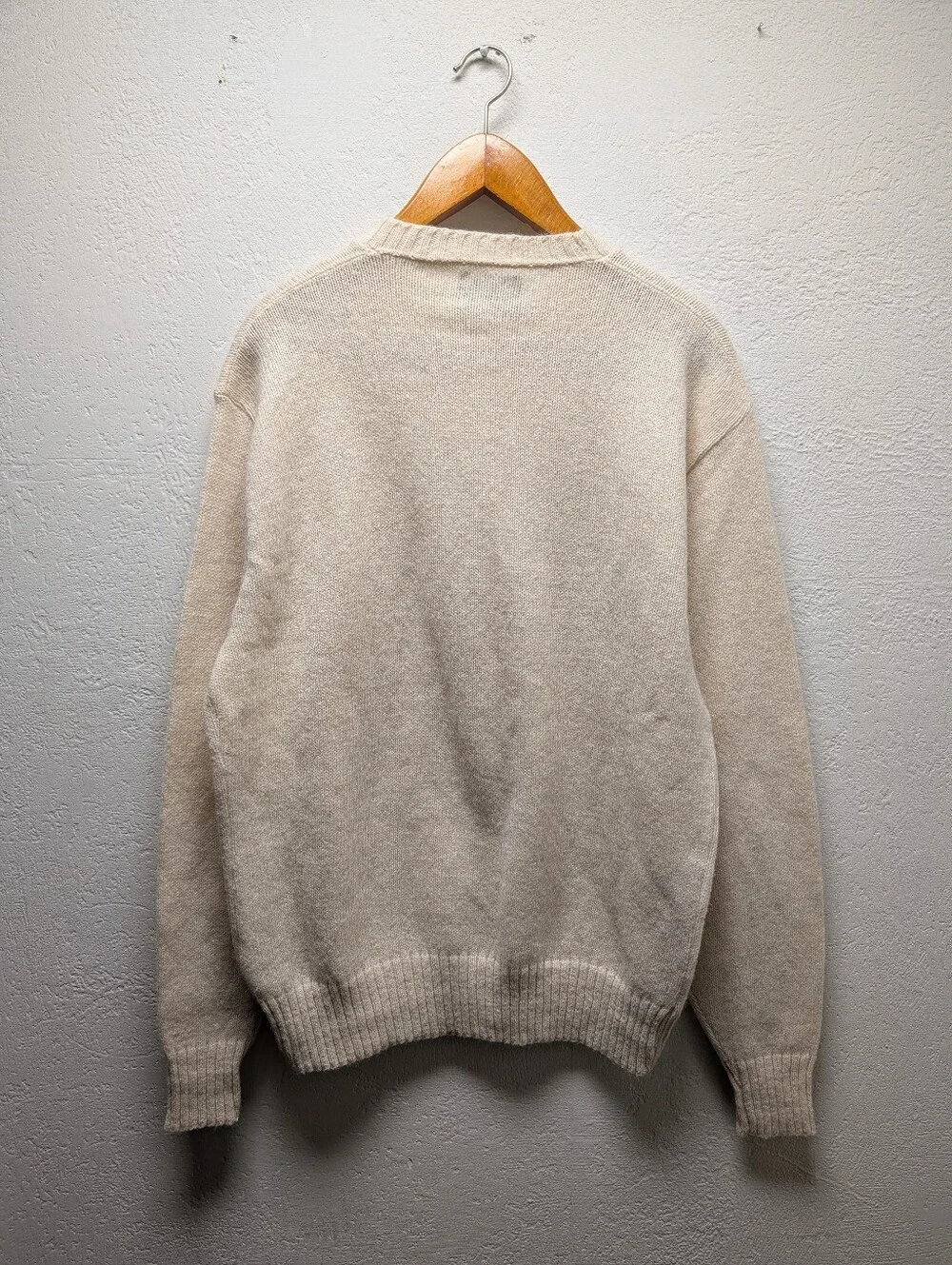 Vintage Puritan Aquamatic Mens XL Beige Wool Blend Crewneck Pullover Sweater